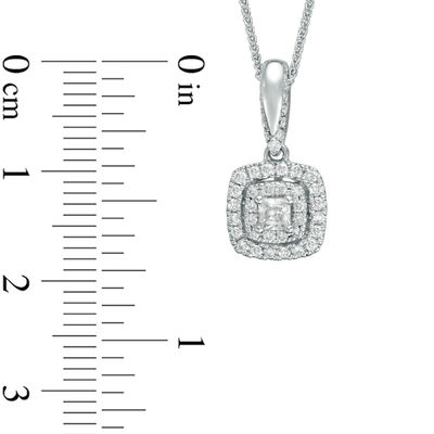 Vera Wang Love Collection 0.38 CT. T.W. Diamond and Blue Sapphire Double Cushion Frame Pendant in 14K White Gold - 19"