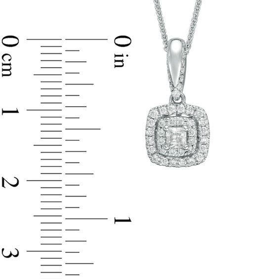 Vera Wang Love Collection 0.38 CT. T.W. Diamond and Blue Sapphire Double Cushion Frame Pendant in 14K White Gold - 19"