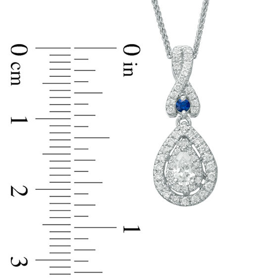 Vera Wang Love Collection 0.38 CT. T.W. Diamond and Blue Sapphire Double Frame Pendant in 14K White Gold - 19"