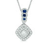 Vera Wang Love Collection 0.38 CT. T.W. Diamond and Blue Sapphire Double Frame Pendant in 14K White Gold - 19"