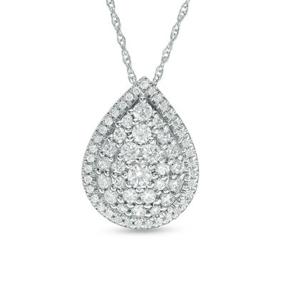 0.45 CT. T.W. Pear-Shaped Multi-Diamond Frame Pendant in 10K White Gold