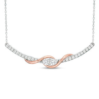 Ever Us™ 1.00 CT. T.W. Two-Stone Diamond Swirl Necklace in 14K Two-Tone Gold - 17"