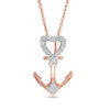 0.09 CT. T.W. Diamond Heart-Top Anchor Pendant in 10K Rose Gold