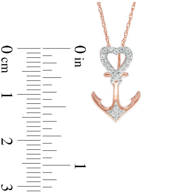 0.09 CT. T.W. Diamond Heart-Top Anchor Pendant in 10K Rose Gold|Peoples Jewellers