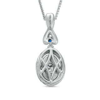 Vera Wang Love Collection 0.45 CT. T.W. Diamond and Blue Sapphire Oval Frame Pendant in 14K White Gold - 19"