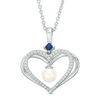 Thumbnail Image 0 of The Kindred Heart from Vera Wang Love Collection Freshwater Cultured Pearl and Diamond Pendant in Sterling Silver