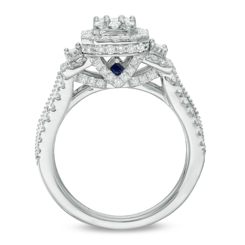 Main Image 3 of Vera Wang Love Collection 1.18 CT. T.W. Composite Diamond Octagonal Frame Engagement Ring in 14K White Gold