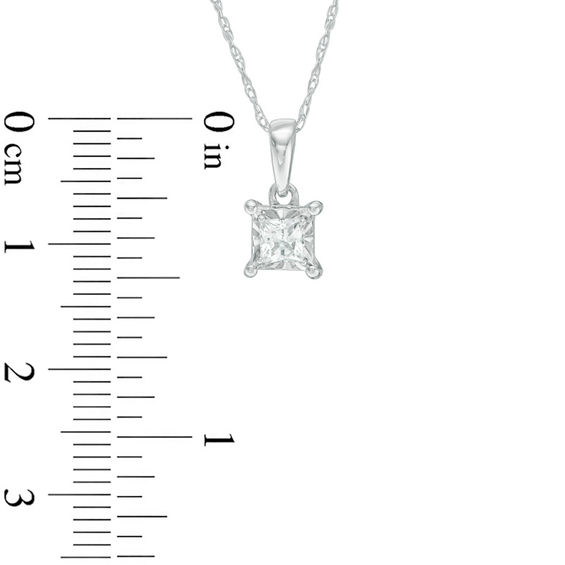 0.25 CT. Princess-Cut Diamond Solitaire Pendant in 10K White Gold