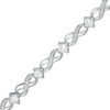 Lab-Created White Sapphire and 0.15 CT. T.W. Diamond Infinity Bracelet in Sterling Silver - 7.25"