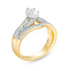Thumbnail Image 1 of Marquise Lab-Created White Sapphire and 0.12 CT. T.W. Diamond Vintage-Style Bridal Set in 10K Gold