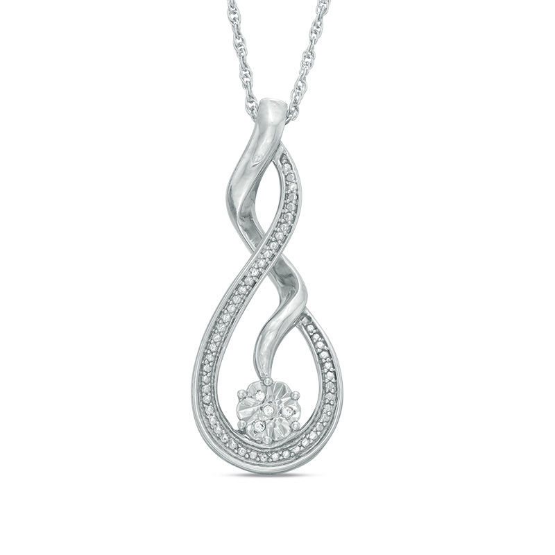 Diamond Accent Twist Pendant in Sterling Silver|Peoples Jewellers