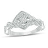 Thumbnail Image 1 of Diamond Accent Tilted Cushion Frame Twist Shank Ring in Sterling Silver