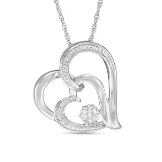 Diamond Accent Double Heart Pendant in Sterling Silver