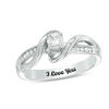 Thumbnail Image 1 of 1/10 CT. T.W. Diamond Engraved Overlay Promise Ring in Sterling Silver (1 Line)