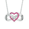 Thumbnail Image 0 of Couple's Simulated Birthstone Heart with Infinity Necklace in Sterling Silver (1 Stone and 2 Names)