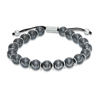 Men's 10.0mm Hematite Bolo Bracelet in Sterling Silver - 8.25"