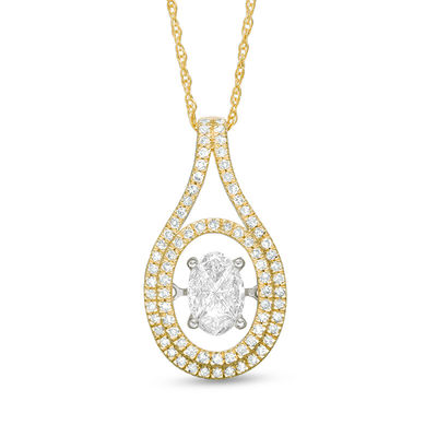 Unstoppable Love™ 0.50 CT. T.W. Composite Diamond Split Oval Frame Pendant in 14K Two-Tone Gold