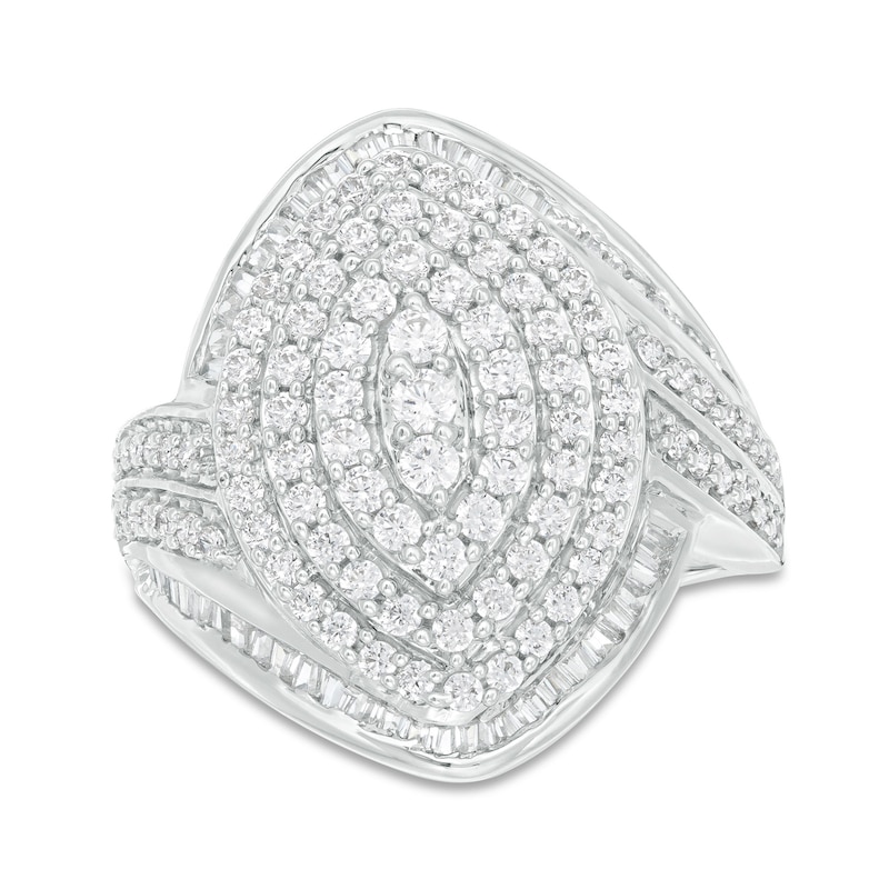 1.45 CT. T.W. Composite Diamond Marquise Bypass Frame Ring in 10K White Gold|Peoples Jewellers