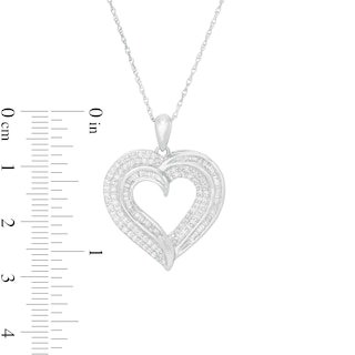 0.45 CT. T.W. Baguette and Round Diamond Heart Pendant in 10K Gold