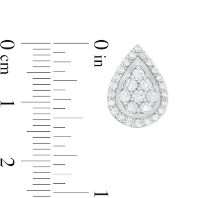 0.95 CT. T.W. Pear-Shaped Multi-Diamond Frame Stud Earrings in 10K White Gold