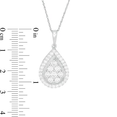 0.95 CT. T.W. Pear-Shaped Multi-Diamond Frame Pendant in 10K White Gold