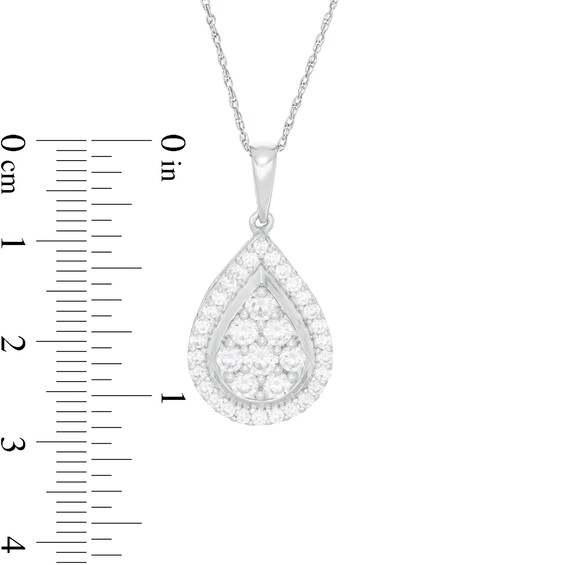 0.95 CT. T.W. Pear-Shaped Multi-Diamond Frame Pendant in 10K White Gold