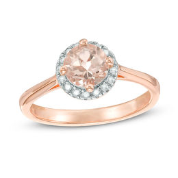 6.0mm Morganite and Diamond Accent Frame Ring in Sterling Silver and Rose Rhodium