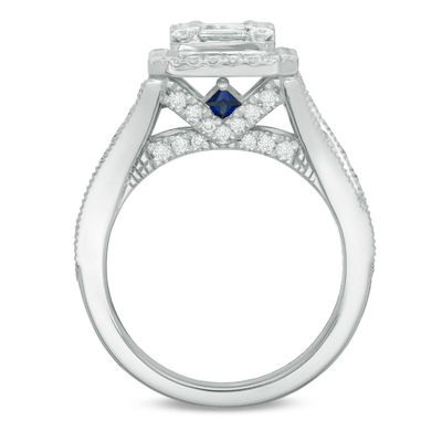 Vera Wang Love Collection 1.45 CT. T.W. Composite Diamond Rectangle Frame Engagement Ring in 14K White Gold