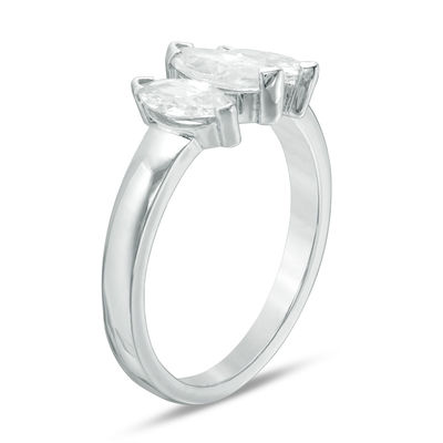 0.95 CT. T.W. Marquise Diamond Three Stone Engagement Ring in 10K White Gold