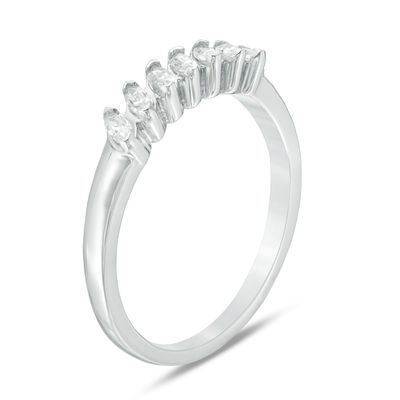 0.37 CT. T.W. Marquise Diamond Seven Stone Slant Anniversary Band in 10K White Gold