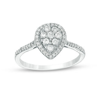 0.30 CT. T.W. Multi-Diamond Pear-Shaped Frame Engagement Ring in 10K White Gold