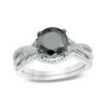 Thumbnail Image 0 of 1.95 CT. T.W. Black and White Diamond Twist Bridal Set in 14K White Gold