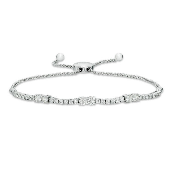 Ever Us™ 1.00 CT. T.W. Two-Stone Diamond Station Bolo Bracelet - 9.0"