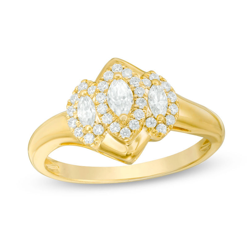 0.45 CT. T.W. Marquise Diamond Past Present Future® Frame Engagement Ring in 10K Gold