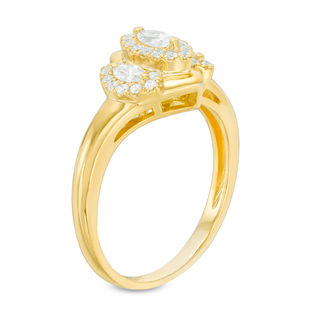 0.45 CT. T.W. Marquise Diamond Past Present Future® Frame Engagement Ring in 10K Gold