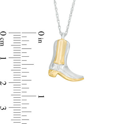 Cowboy Boot Pendant in Sterling Silver and 14K Gold Plate