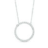 Thumbnail Image 0 of 0.16 CT. T.W. Diamond Open Circle Necklace in 10K White Gold - 17"