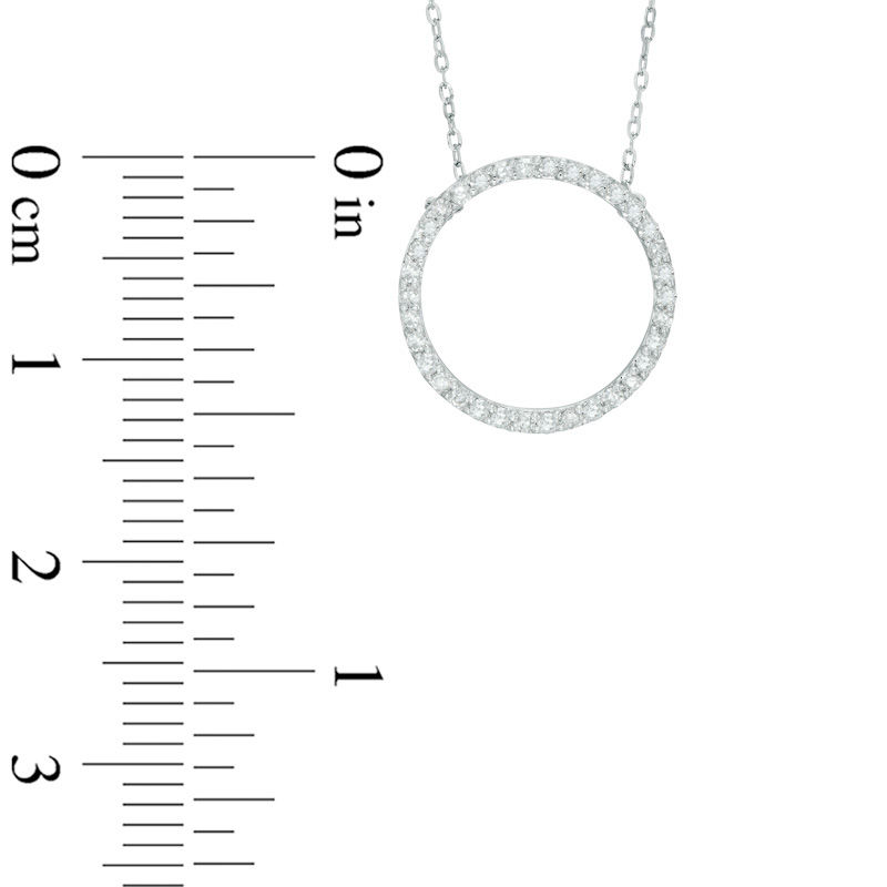 0.16 CT. T.W. Diamond Open Circle Necklace in 10K White Gold - 17"