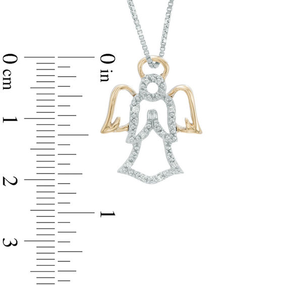 Diamond Accent Angel Pendant in Sterling Silver and 14K Gold