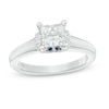 Vera Wang Love Collection 1.09 CT. T.W. Princess-Cut Diamond Solitaire Collar Engagement Ring in 14K White Gold