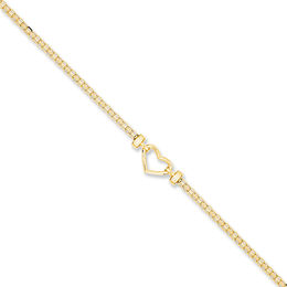 Heart Anklet in 14K Gold - 9.0&quot;