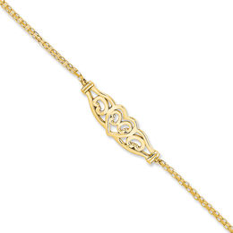 Filigree Heart Anklet in 14K Gold - 10&quot;