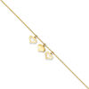 Thumbnail Image 0 of Triple Heart Dangle Adjustable Anklet in 14K Gold - 10"