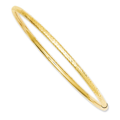 3.0mm Diamond-Cut Tube Slip-On Bangle in 14K Gold - 8.0"