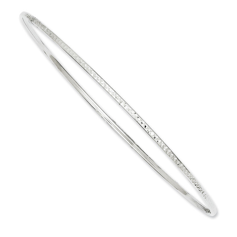 1.5mm Diamond-Cut Slip-On Bangle in 14K White Gold - 8.0"|Peoples Jewellers
