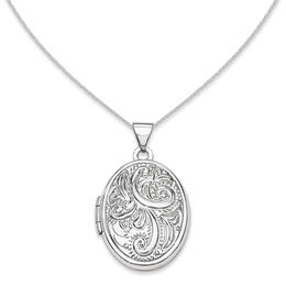 Oval Paisley Locket in 14K White Gold