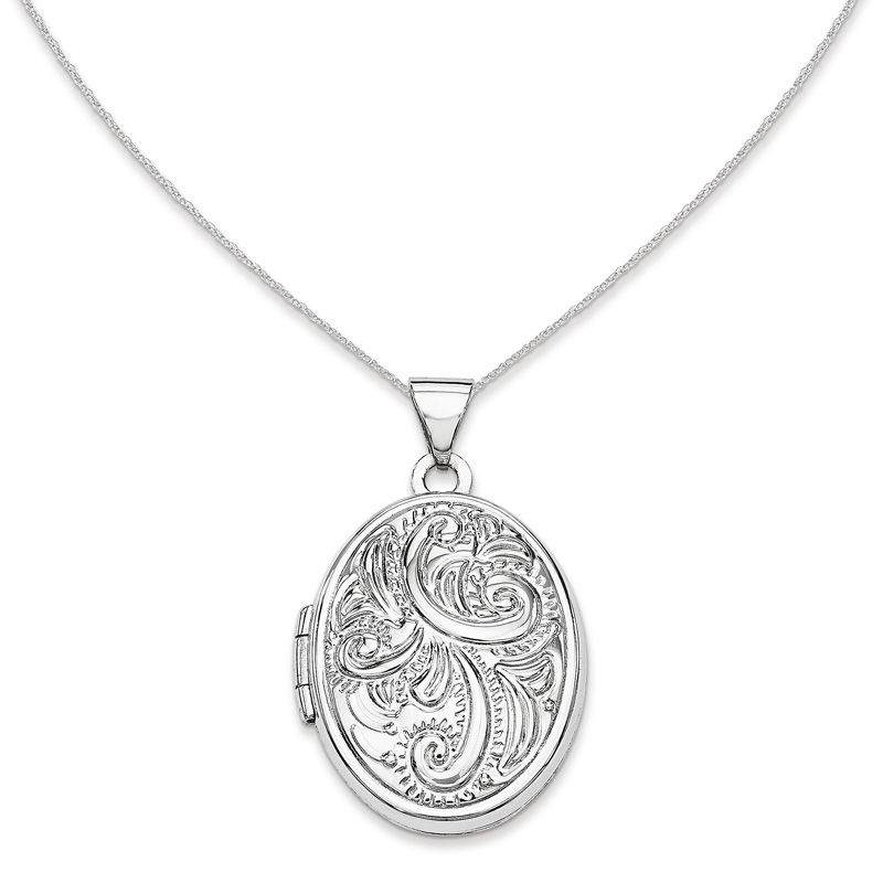 Oval Paisley Locket in 14K White Gold|Peoples Jewellers