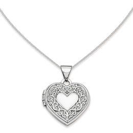 Scroll Frame Heart Locket in 14K White Gold