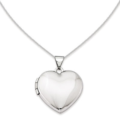 Polished Heart Locket in 14K White Gold