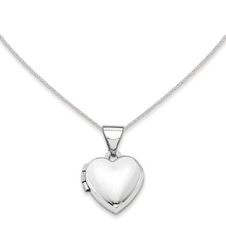 Polished Mini Heart Locket in 14K White Gold